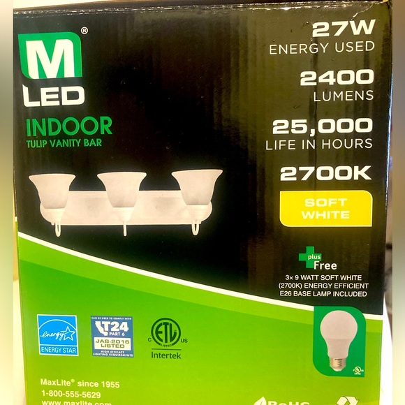 Maxlite Other - Maxlite a new wave of light Vanity Bar Tulip White Finish